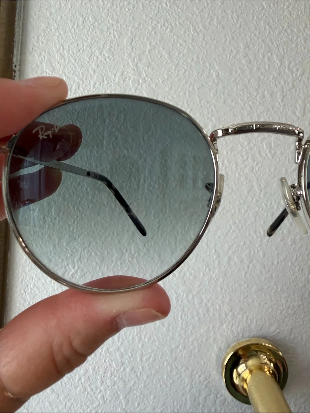 Ray-Ban Silver Frame Sunglasses with Blue Gradient Lenses